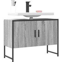 Berkfield Home Bathroom Sink Cabinet Grey Sonoma 80x33x60 cm Engineered Wood | Size: 80 x 33 x 60 cm