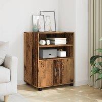 Berkfield Home Rolling Cabinet Old Wood 60x48x81 cm Engineered Wood in Brown | Size: 60 x 48 x 81 cm