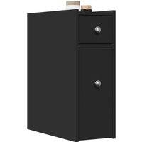 Berkfield Home Narrow Bathroom Cupboard with Wheels Black Engineered Wood