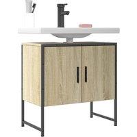 Berkfield Home Bathroom Sink Cabinet Sonoma Oak 60x33x60 cm Engineered Wood in Brown | Size: 60 x 33 x 60 cm