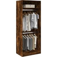 Berkfield Home Wardrobe Smoked Oak 80x50x200 cm Engineered Wood in Brown | Size: 80 x 50 x 200 cm