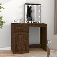 Berkfield Home Dressing Table with LED Brown Oak 90x50x132.5 cm Engineered Wood