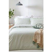 Yard Hebden Striped 100% Cotton Duvet Cover Set in Light Green | Size: Super King