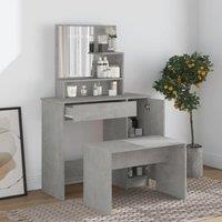 Berkfield Home Dressing Table Set Concrete Grey 86.5x35x136 cm