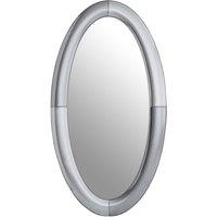 Orsina Art Deco Style Oval Wall Mirror, Silver Framed Statement Mirror For Hallway Or Living Room, Thick Frame