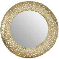 Orsina Templar Pebble Effect Round Wall Mirror in Gold