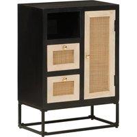 Sideboard Black 55x30x76 cm Solid Wood Mango and Iron