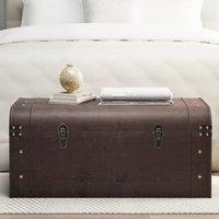 Berkfield Home Treasure Chest with Latches Dark Brown 90x50x39.5 cm Plywood