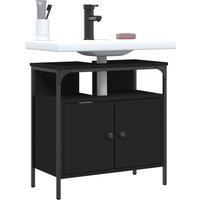 Berkfield Home Bathroom Sink Cabinet Black 60x30x60 cm Engineered Wood | Size: 60 x 30 x 60 cm