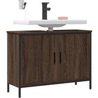 Berkfield Home Bathroom Sink Cabinet Brown Oak 80x30x60 cm Engineered Wood | Size: 80 x 30 x 60 cm