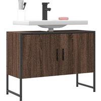 Berkfield Home Bathroom Sink Cabinet Brown Oak 80x33x60 cm Engineered Wood | Size: 80 x 33 x 60 cm