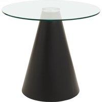 Orsina Round Clear Glass Top Dining Table, Sleek Tempered Glass Round Top, Monochrome Conical Metal Base