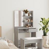 Berkfield Home Dressing Table with Mirror Grey Sonoma 74.5x40x141 cm
