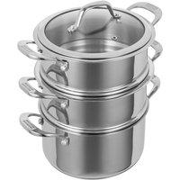 Kuhn Rikon Allround Stainless Steel Induction Safe Stackable 3-Tier 18cm/2.3L Casserole Pot Steamer Set in Silver