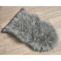 Home Republic Faux Fur Sheep Skin Rug in Mid Grey | Size: 50 cm x 150 cm