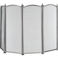 LIVIVO 4-Panel Nickel Coated Fireguard in Silver