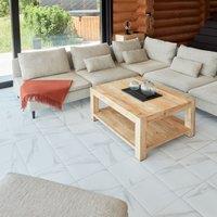 Novecrafto Self Adhesive Vinyl Floor Tiles Pack of 30 Peel & Stick Vinyl Floor Tiles (30.5 x 30.5cm) in White | Size: 30.5 x 30.5 cm