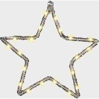 Pegdev Elegant Pre Lit 25cm Star Christmas Hanging Light 20 Warm White Micro LEDs Timer