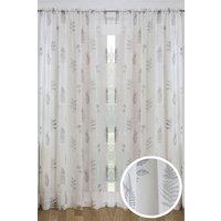 Tyrone Textiles Metallic Tree Print Linen look Voile Panels (Pair) with Rod Pocket Header in Grey | Size: 140 cm width x 229 cm drop