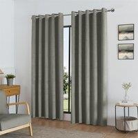 Luxury Living Temple Velvet Ring Top Blackout Curtains in Silver | Size: 117 cm width x 137 cm drop