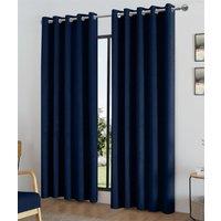 Luxury Living Temple Velvet Ring Top Blackout Curtains in Navy | Size: 117 cm width x 229 cm drop