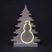 Shatchi Wooden Christmas Decoration Pre Lit LED Silhouette Nativity Scene Ornament Table Window Battery Operated, White, 40Cm in White