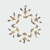 Pegdev Elegant Pre Lit 25cm Snowflake Christmas Hanging Light 30 Warm White Micro LEDs Timer