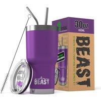 Dyzi 30oz Reusable Stainless Steel Double Insulated Coffee Tumbler Travel Mug in Purple
