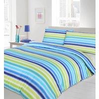 Velosso Stripes Cotton Rich Printed Duvet Cover & Pillowcase Set in Blue | Size: King
