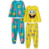 SpongeBob SquarePants Multi-Pack of 2 Long Sleeve Long Leg Pyjama Set | Multicoloured | Size: 3-4 Years