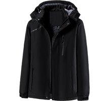 MODISHION Men's Winter Warm Fleece Jacket Windproof Coats with Detachable Hood in Black | Size: Small
