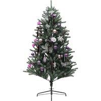 HOMCOM Artificial Prelit Christmas Tree w/ LED Lights, Purple Ornaments in Green | Size: 6ft