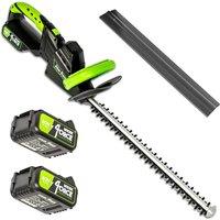 MYLEK Cordless Hedge Trimmer Cutting Length 51cm 2 x 20V Lithium-Ion Battery in Black