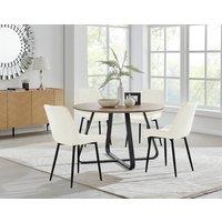 FurnitureboxUK Santorini Brown Round Dining Table & 4 Pesaro Black Leg Chairs in Cream