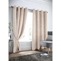 Luxury Living Velvet Ring Top Blackout Curtains in Cream | Size: 229 cm width x 183 cm drop