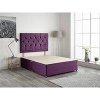 Somnior Ziggy Divan Bed Base with Headboard Plush Velvet in Purple | Size: Small Double