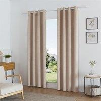 Luxury Living Temple Velvet Ring Top Blackout Curtains in Beige | Size: 229 cm width x 229 cm drop