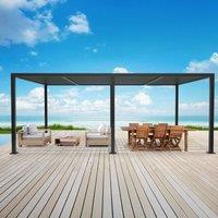 Primrose Living Deluxe Charcoal Veranda with Louvered Shutter Roof 3m x 6m in Dark Grey