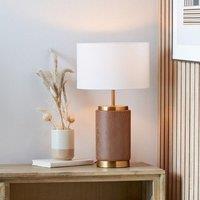 Ruma Wood Effect Ceramic Table Lamp with Shade in Brown