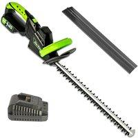 MYLEK Cordless Hedge Trimmer 20V Cutting Length 51cm Lithium-Ion Battery in Black