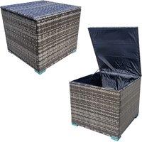 FURNITURE ONE Rattan Garden Storage Box, 333L Wicker Storage Basket Box with Lid in Grey | Size: 1 Pack