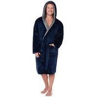 CityComfort Men's Hooded Fluffy Dressing Gown in Navy | Size: 2XL