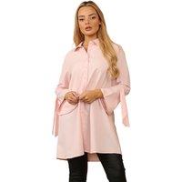 ELAINA FASHION Women's Baby Pink Tie Sleeve Shirt Dress | Size: 10