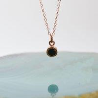 Otis Jaxon London Women's Black Spinel Sterling Silver Pendant Necklace in Rose Gold
