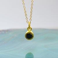 Otis Jaxon London Women's Black Spinel Sterling Silver Pendant Necklace in Gold