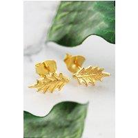Otis Jaxon London Women's Holly Leaf Sterling Silver Stud Earrings in Gold