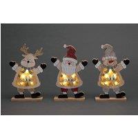 Shatchi LED Wooden Christmas Santa Snowman Reindeer Xmas Home Indoor Table Decorations Ornaments Centrepiece, 27cm, Wood