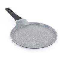 Royalford 25CM Non-Stick Crepe Pan Induction Pan with Marble Non-Stick Coating - Die-Cast Aluminium Build in Grey