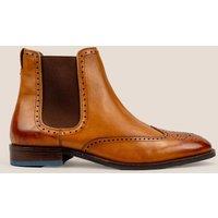 Oswin Hyde Men's Harry Leather Brogue Chelsea in Tan | Size: 7