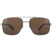 Gucci Men's Square Ruthenium Havana Brown Sunglasses in Grey